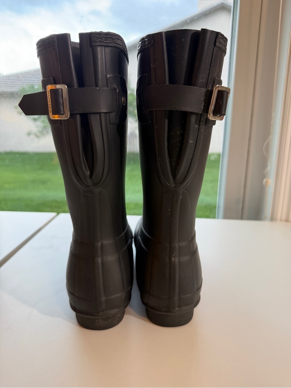 Hunter Original Black Matt Rain Boots Sz 8 MSRP $175 Casual Chic Garden - Picture 5 of 16